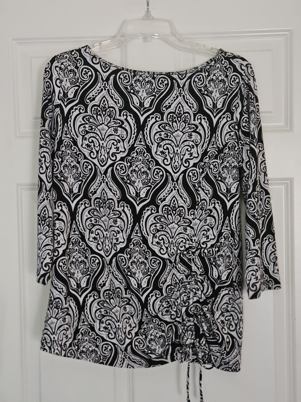 Investments Black and White Drawstring Tunic Top